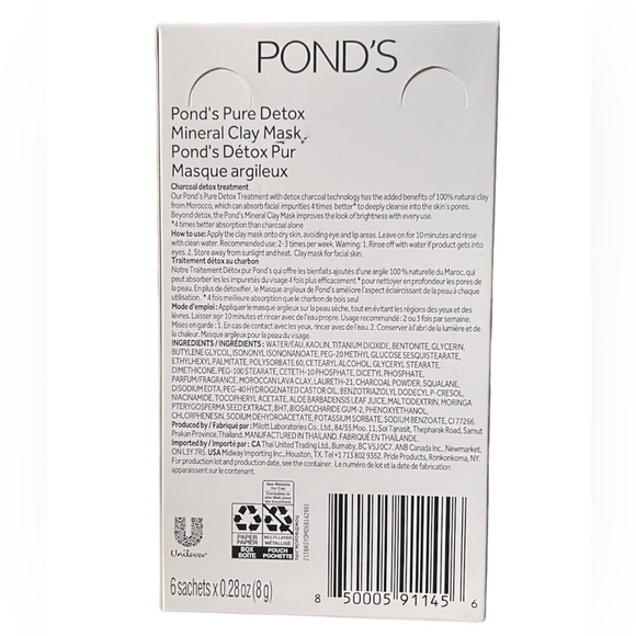 Pond's Pure Detox Mineral Clay Mask - 6pcs x 0.28oz/8g - Picture 5 of 7